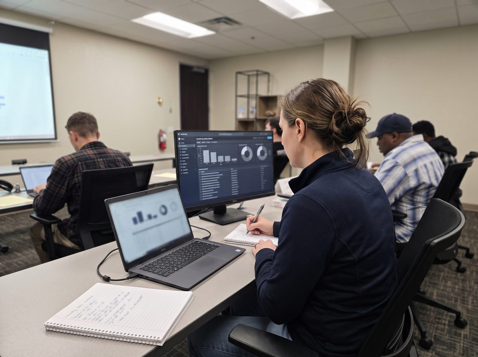Cybersecurity analyst reviewing log data during CompTIA CySA+ training in San Diego