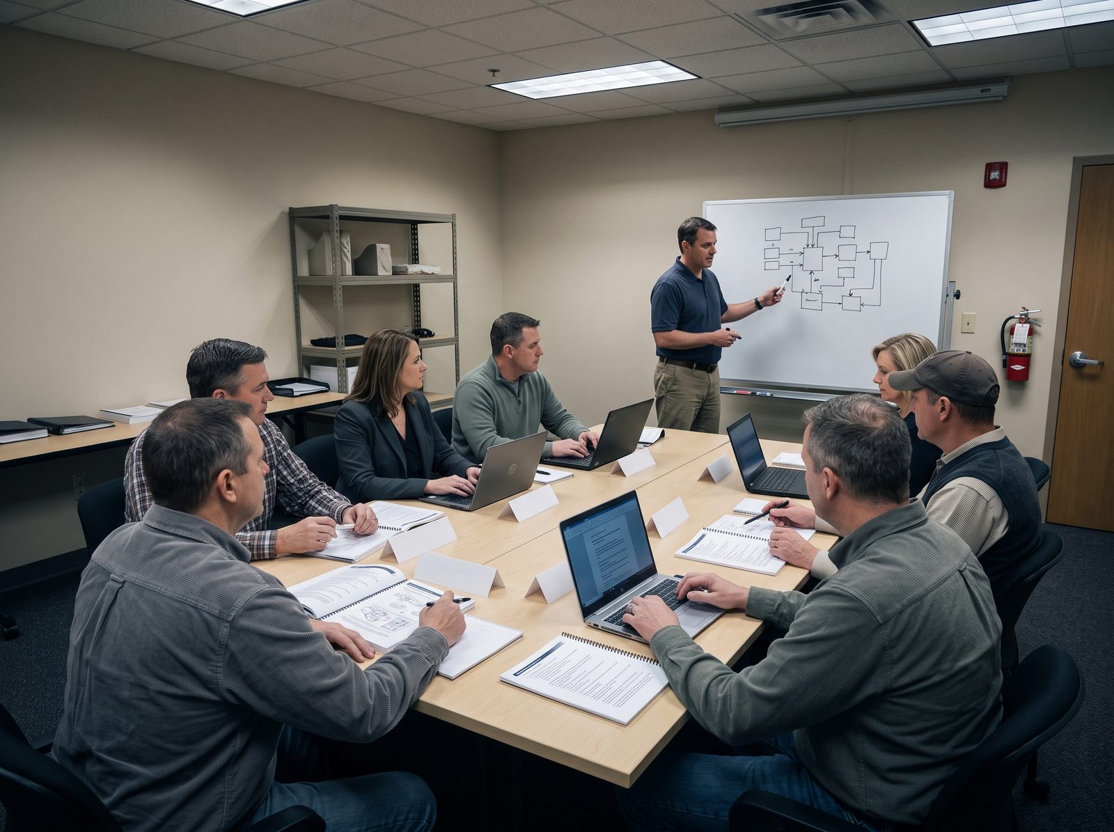 Senior security professionals working through a risk scenario in a CISSP and CISM class