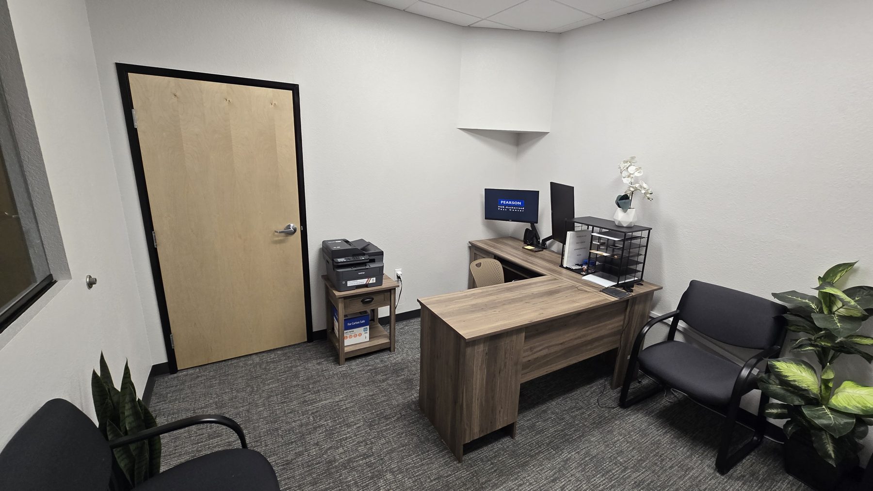 Test center admissions desk where candidates check in before their exam