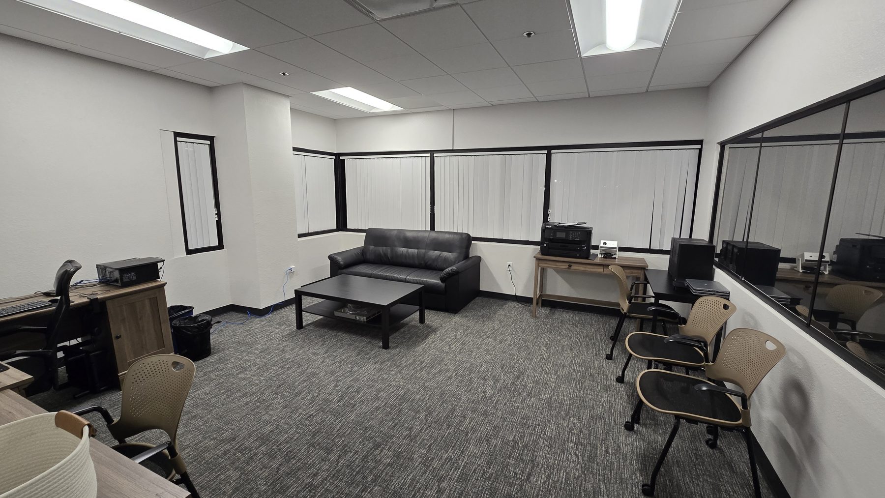 Proctor observation room overlooking the Pearson VUE testing floor